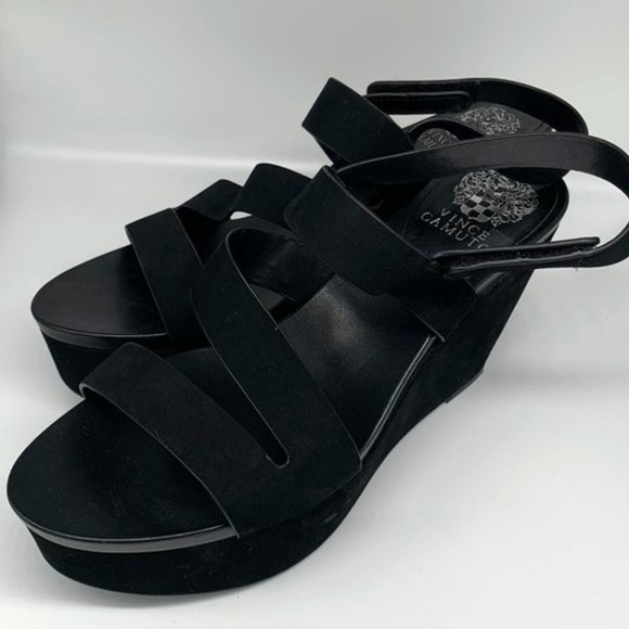 Vince Camuto black platform sandals wedge - Picture 1 of 3